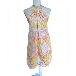 Pastel Floral Halter Shift Dress